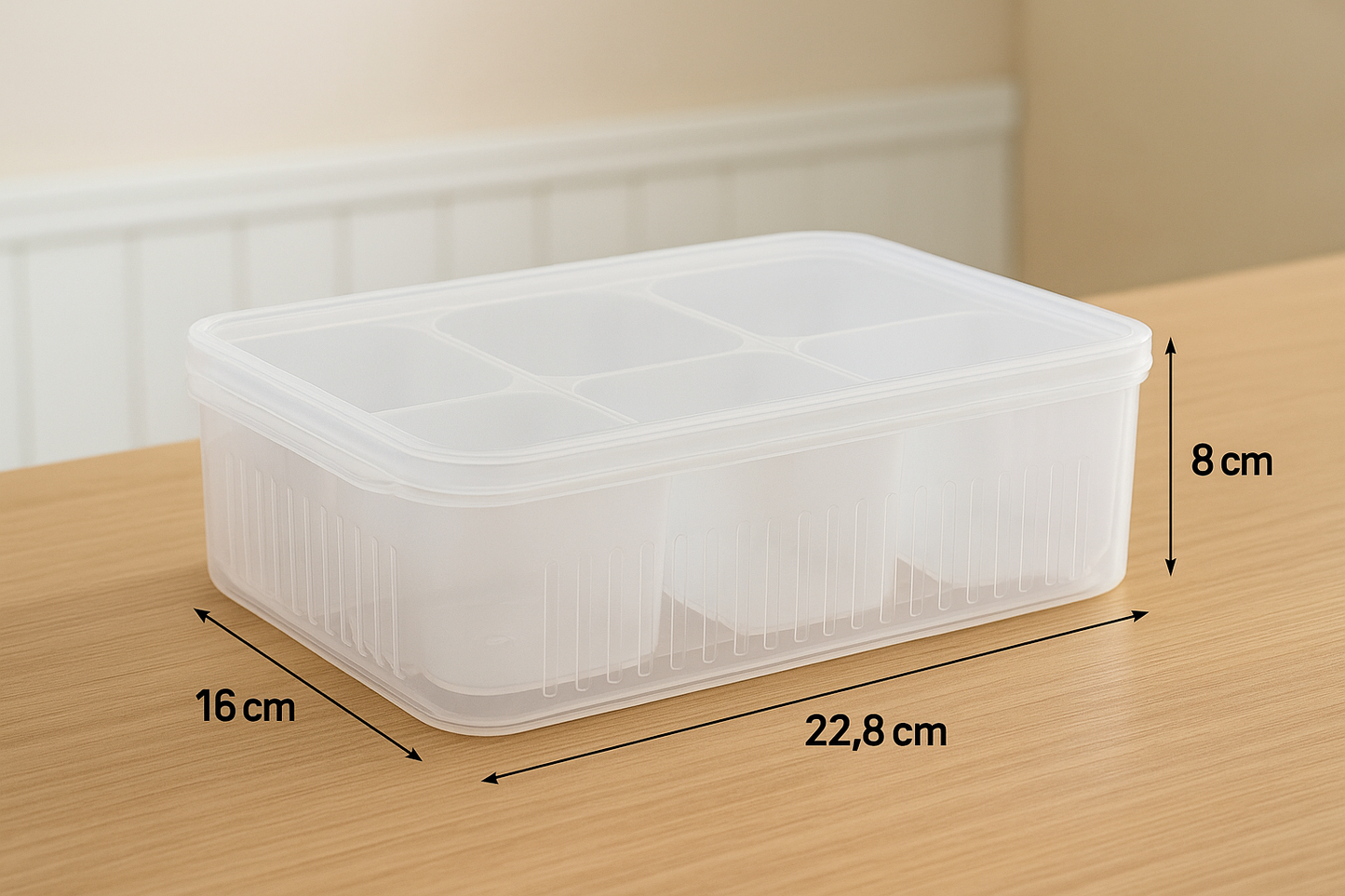 6-in-1 Airtight Kitchen Storage Box – Multi-Section Food Container with Lids