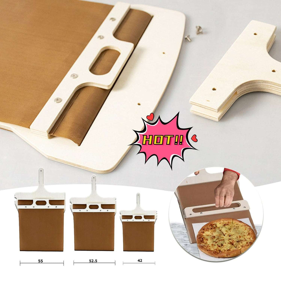 3 Sizes Sliding Pizza Peel - Metroshopp