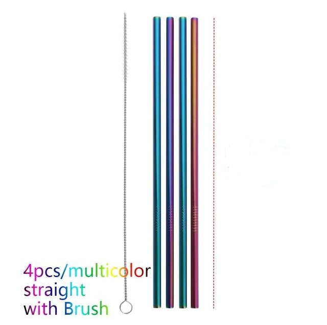 Metroshopp Colourful Reusable Stainless Steel Straws