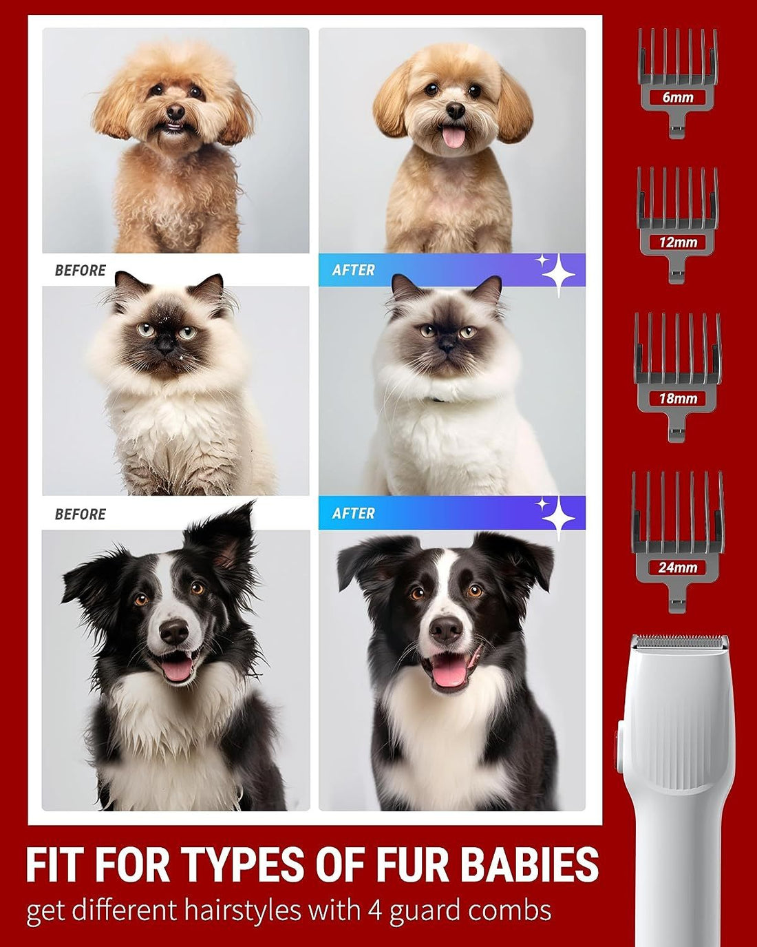 Metroshopp Pet Hair Vacuum For Shedding Grooming With Dog Clipper