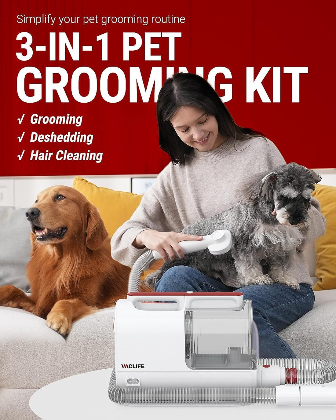 Metroshopp Pet Hair Vacuum For Shedding Grooming With Dog Clipper